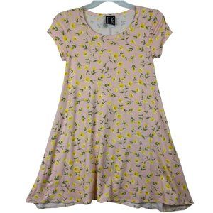 Vtg TMG New York Pink Yellow Floral Dress MEDIUM soft stretch flowy USA Made
